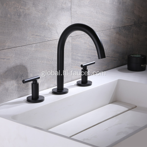 Basin Mixer Faucet Luxury Deck Mounted 3 Holes Two Handle Taps Factory